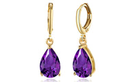 18K Gold Plating Sleek Elements Pear Cut Drop Earrings - 3 Options Available