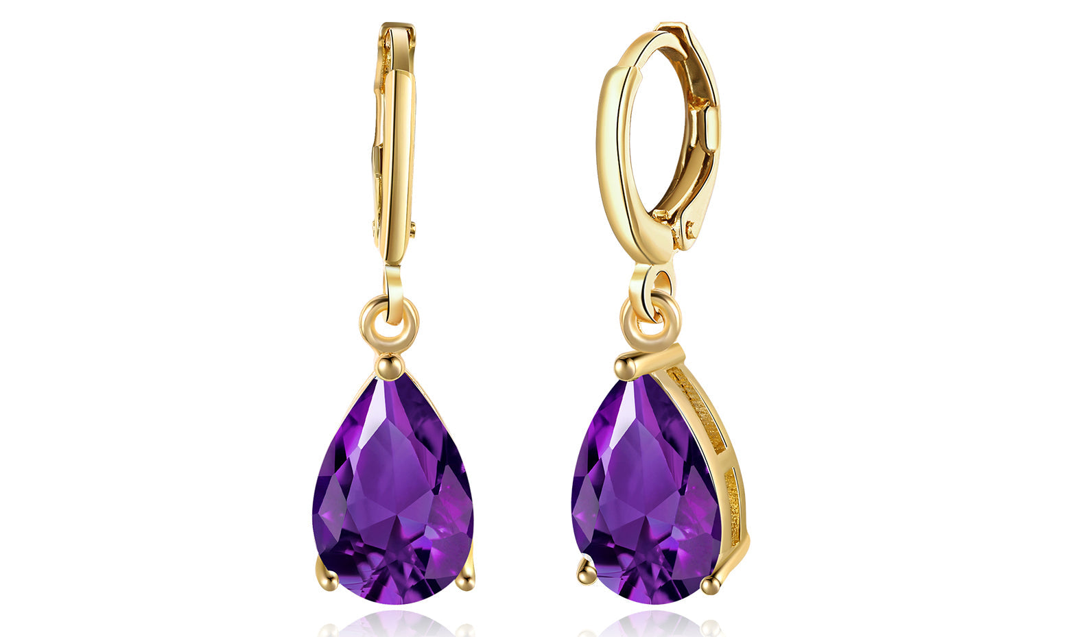18K Gold Plating Sleek Elements Pear Cut Drop Earrings - 3 Options Available