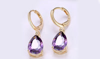 18K Gold Plating Sleek Elements Pear Cut Drop Earrings - 3 Options Available