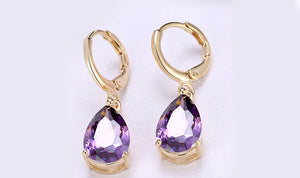 18K Gold Plating Sleek Elements Pear Cut Drop Earrings - 3 Options Available