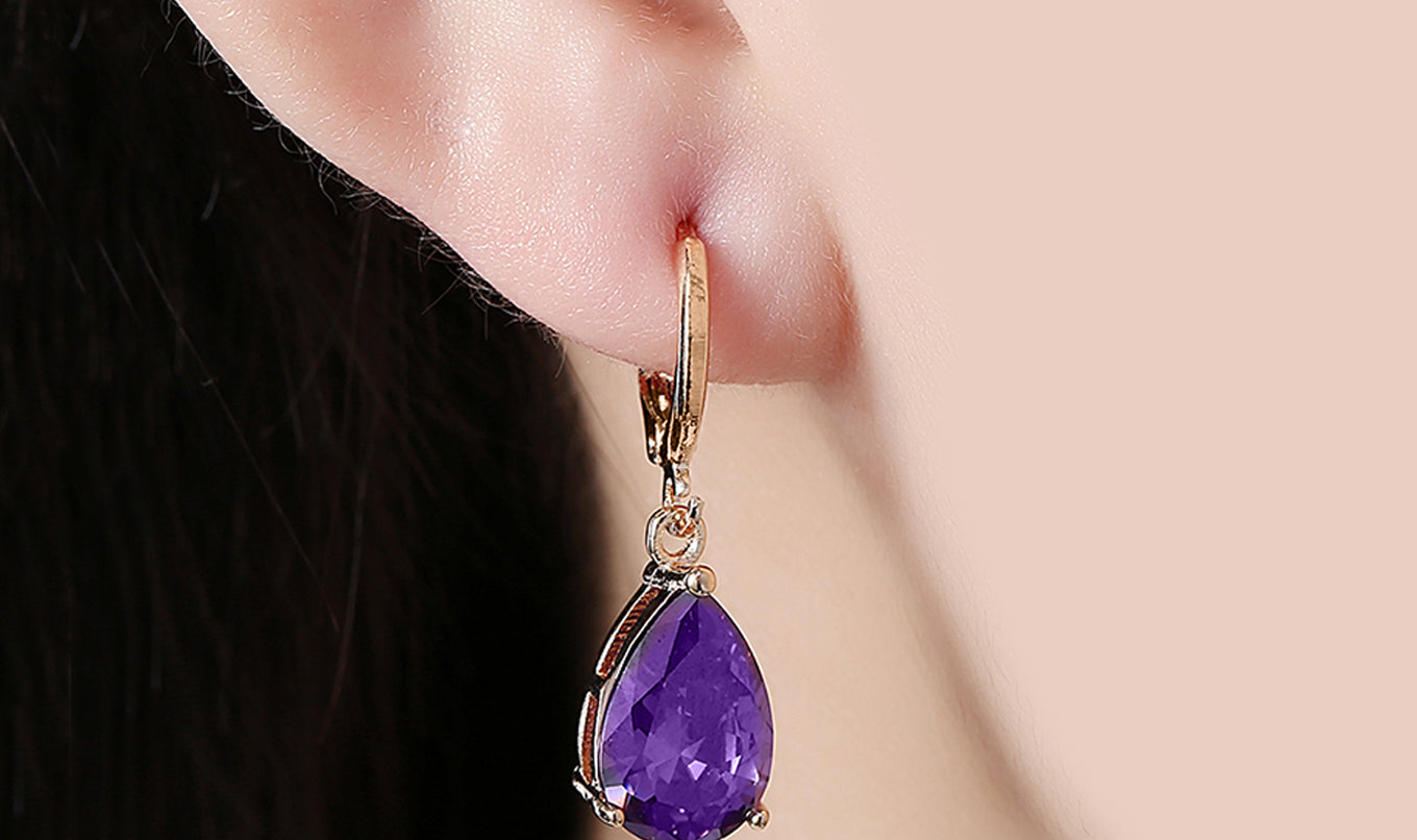 18K Gold Plating Sleek Elements Pear Cut Drop Earrings - 3 Options Available