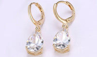 18K Gold Plating Sleek Elements Pear Cut Drop Earrings - 3 Options Available