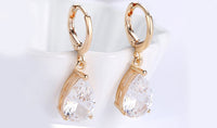 18K Gold Plating Sleek Elements Pear Cut Drop Earrings - 3 Options Available