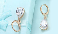 18K Gold Plating Sleek Elements Pear Cut Drop Earrings - 3 Options Available