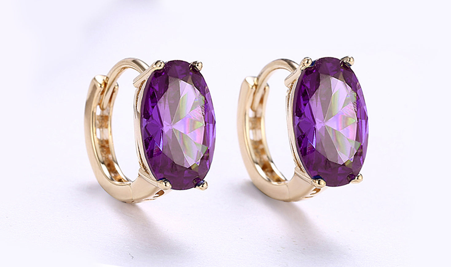 18K Gold Plating Large Diamond Cut Elements Clip On Earrings- Two Options Available