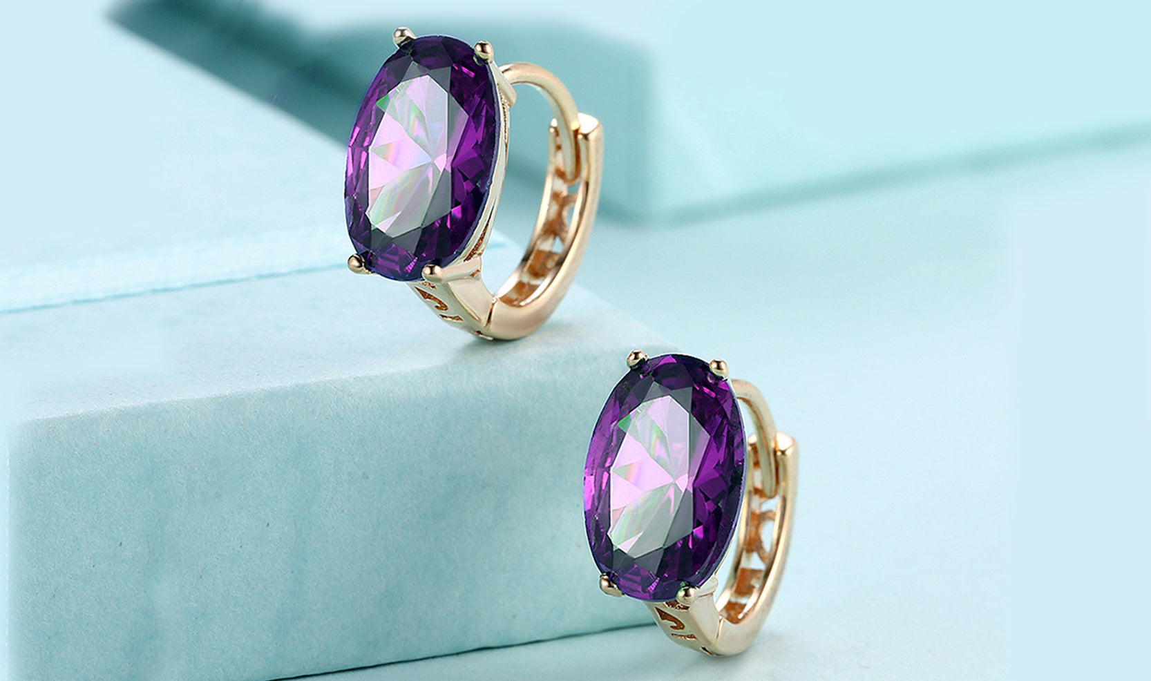 18K Gold Plating Large Diamond Cut Elements Clip On Earrings- Two Options Available