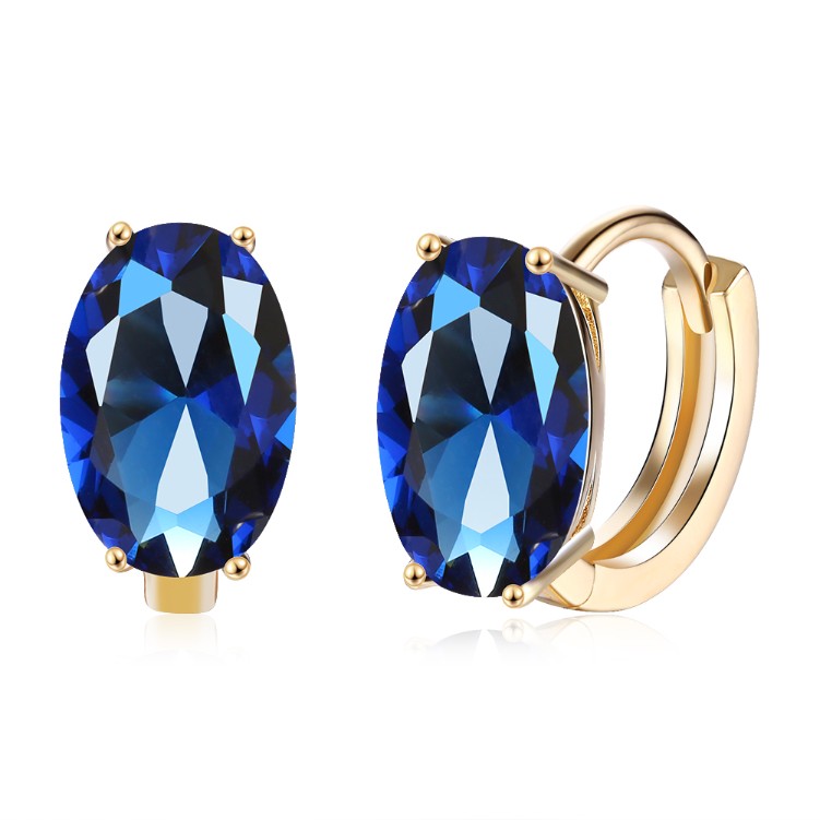  Sapphire Huggie Earrings Set in 18K Gold - Golden NYC Jewelry