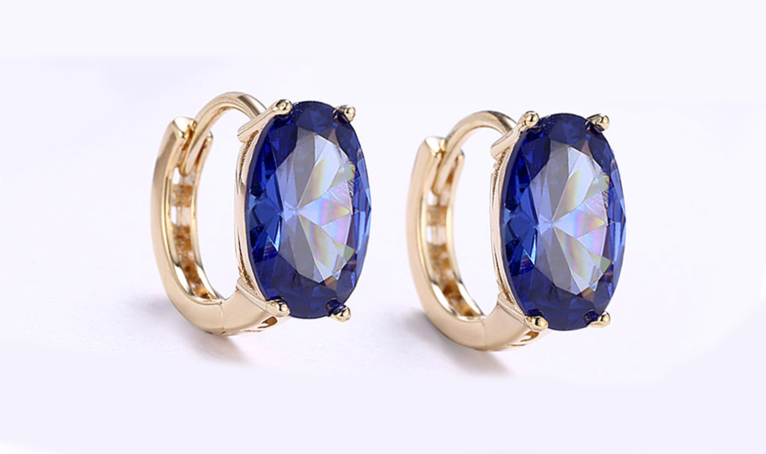 18K Gold Plating Large Diamond Cut Elements Clip On Earrings- Two Options Available