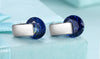 18K White Gold Plating Sleek Blue Swarovski Elements Earrings