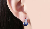 18K White Gold Plating Sleek Blue Swarovski Elements Earrings