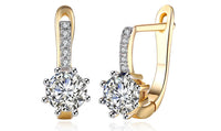 18K Gold Plating Elements Starburst Leverback Pave Clip On Earrings