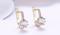 18K Gold Plating Elements Starburst Leverback Pave Clip On Earrings