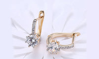 18K Gold Plating Elements Starburst Leverback Pave Clip On Earrings