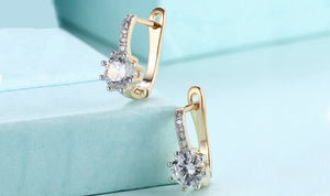 18K Gold Plating Elements Starburst Leverback Pave Clip On Earrings