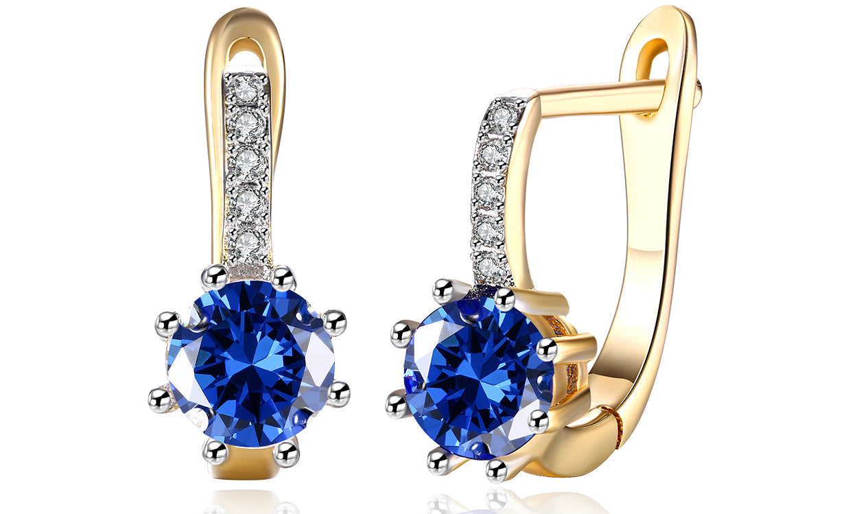 18K Gold Plating Elements Starburst Leverback Pave Clip On Earrings