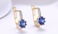 18K Gold Plating Elements Starburst Leverback Pave Clip On Earrings