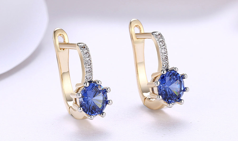 18K Gold Plating Elements Starburst Leverback Pave Clip On Earrings