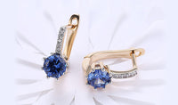 18K Gold Plating Elements Starburst Leverback Pave Clip On Earrings