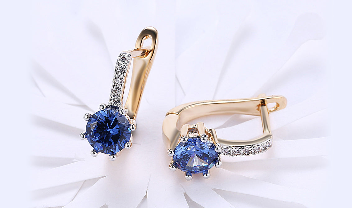 18K Gold Plating Elements Starburst Leverback Pave Clip On Earrings