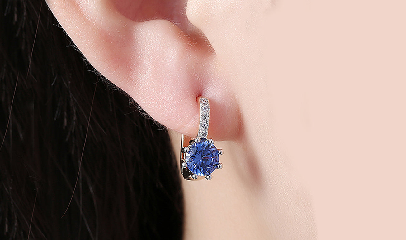18K Gold Plating Elements Starburst Leverback Pave Clip On Earrings