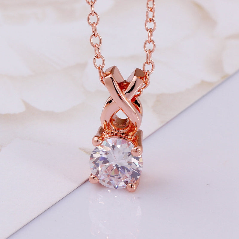 Single Solitaire Swarovski Infinite Drop Necklace in 18K Rose Gold