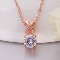 Single Solitaire Swarovski Infinite Drop Necklace in 18K Rose Gold