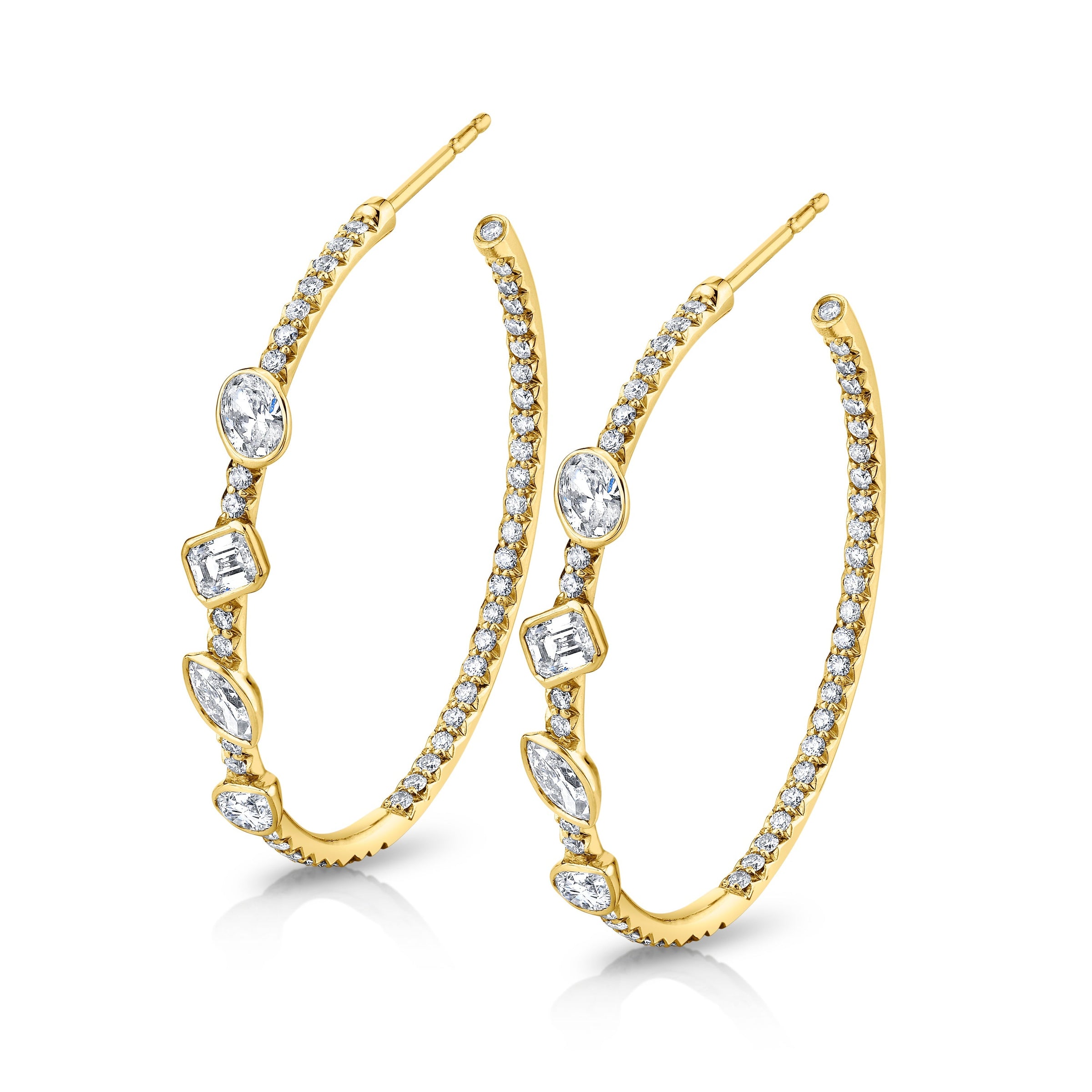 Hoop Earrings with Fancy Shape Diamonds