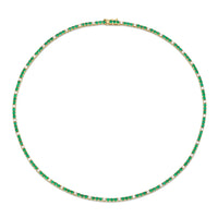 Round Green Emeralds and Diamonds Necklace