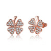 Swarovski Elements Pave Clover Studs in 18K Rose