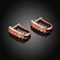Two Lined Rainbow Swarovski Leverback in 18K Rose Gold
