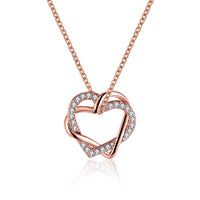 Duo Intertwined Heart Shaped Swarovski Elements Necklace in 18K Rose Gold, Necklaces, Golden NYC Jewelry, Golden NYC Jewelry jewelryjewelry deals, swarovski crystal jewelry, groupon jewelry,, jewelry for mom,