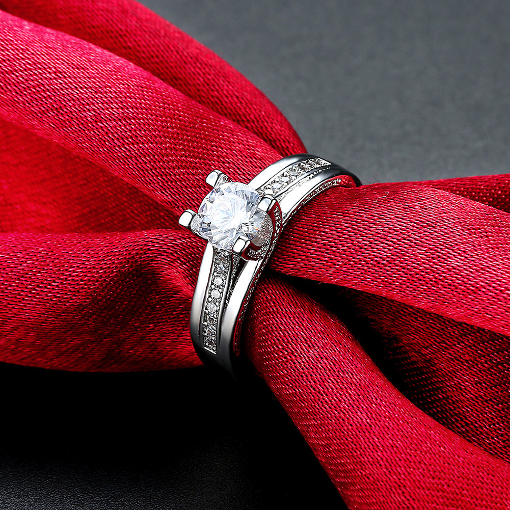 White Crystal Midi- Princess Cut Band Ring