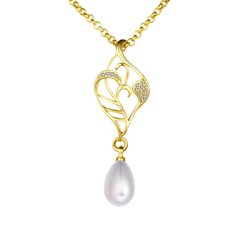 Freshwater Pearl Swarovski Curved Pendant Necklace in 18K Gold, Necklaces, Golden NYC Jewelry, Golden NYC Jewelry jewelryjewelry deals, swarovski crystal jewelry, groupon jewelry,, jewelry for mom,