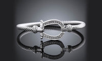 Silver Plating White Crystal Pave Belt Buckle Bangle
