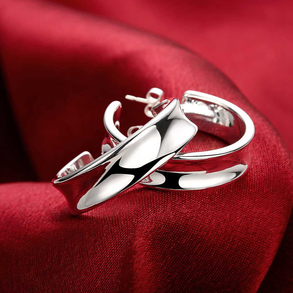 Silver Plating Mid-Sizes Abstract Hoops