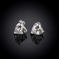 White Topaz Heart Stud Earring in 18K White Gold Plated 6mm