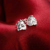 White Topaz Heart Stud Earring in 18K White Gold Plated 6mm