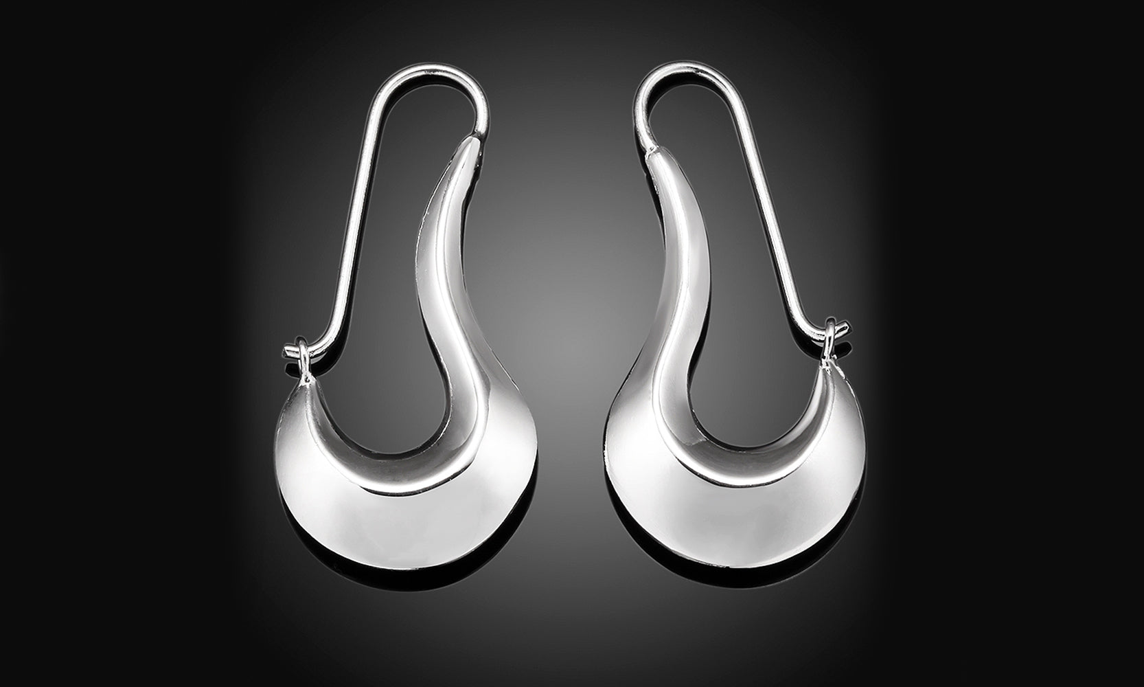 Silver Plating Curved Crescent Hoop Earrings
