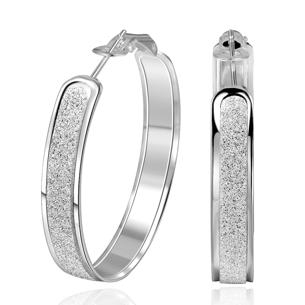 Silver Plating Crystal Pave Lining Hoops