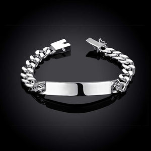 Silver Plating ID-Curb Link Bracelet