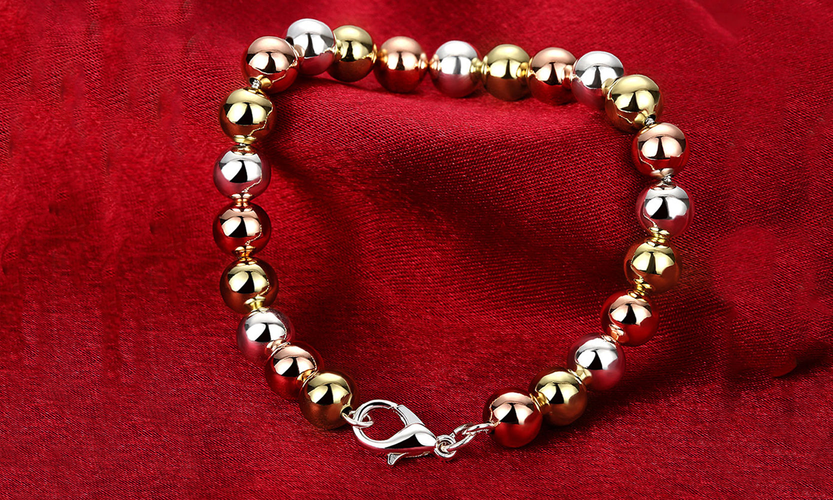 Tri-Color Gold Plating Pearl Bracelet