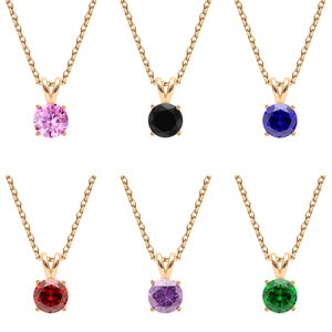 18K Gold Plating Crystal Circular Halo Cut Pendant Necklace - Multiple Colors Available