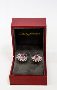 Carrera Y Carrera Margarita 18K White Gold and Tourmaline Earring