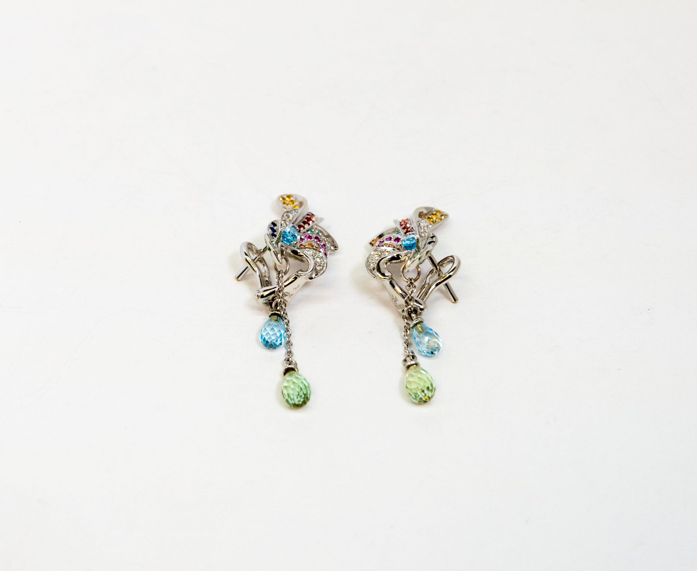 Carrera Y Carrera Hoja Seca 18K White Gold & Sapphires Earring
