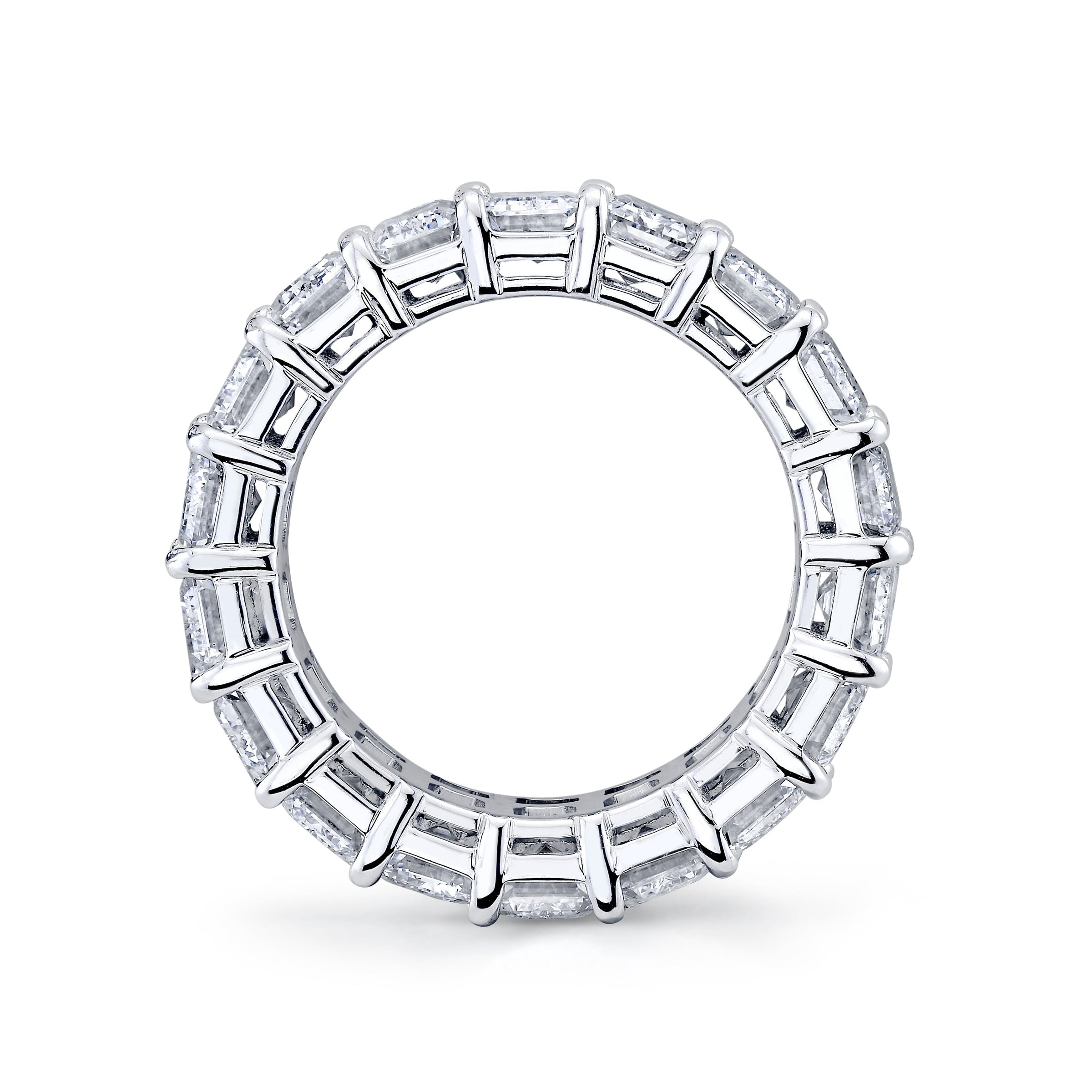 Double Row Emerald Cut Diamond Eternity Band