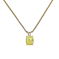 2.00ct. Fancy Yellow Vivid Modified Diamond Pendant Set In 14K Yellow Gold, Cushion Cut Lab Grown