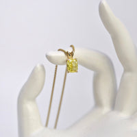 2.00ct. Fancy Yellow Vivid Modified Diamond Pendant Set In 14K Yellow Gold, Cushion Cut Lab Grown