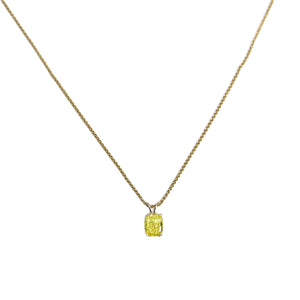 2.00ct. Fancy Yellow Vivid Modified Diamond Pendant Set In 14K Yellow Gold, Cushion Cut Lab Grown