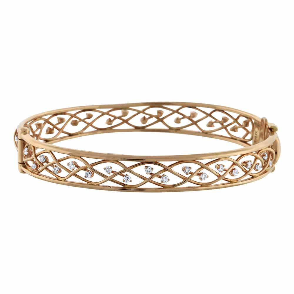 1.00ct. Diamond Bracelet Set In 14k Rose Gold, Round Brilliant Cut