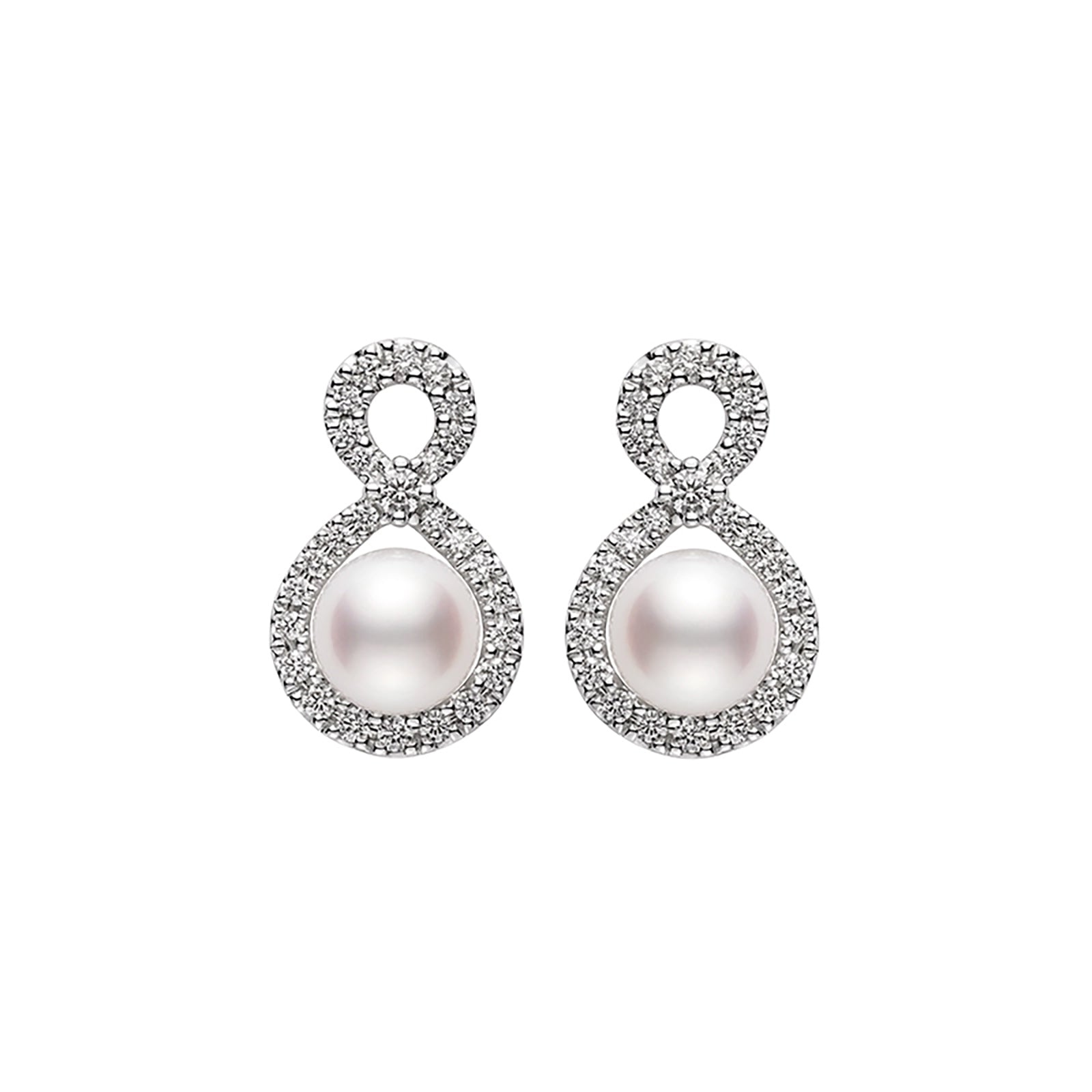 Ruyi Akoya Cultured Pearl and Diamond Earrings